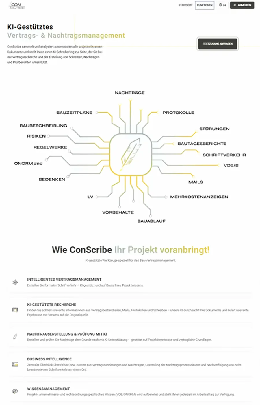 ConScribe Startseite als Gesamtansicht