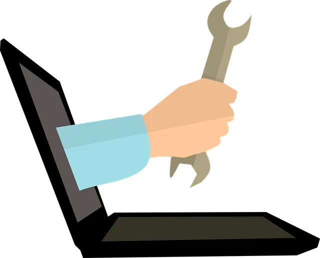 Zeichentrick Hand mit Werkzeug in der Hand