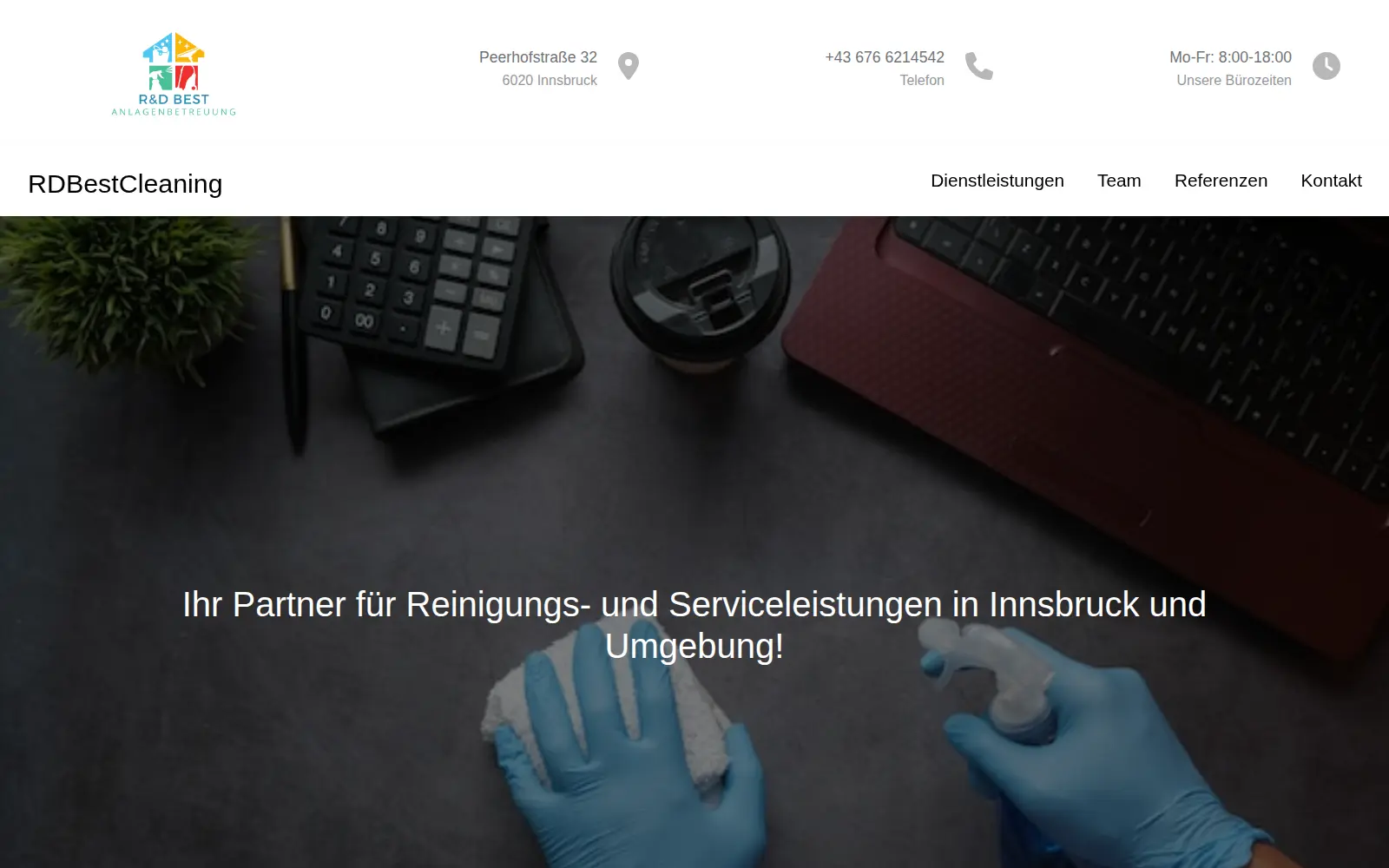 Laptop Bildschirm mit Bild der Homepage von Rdbestcleaning.at
