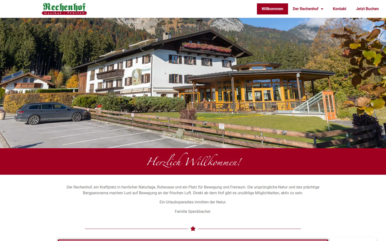 Laptop Bildschirm mit Bild der Homepage vom Gasthof Rechenhof